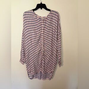 Anthropologie Saturday Sunday Pasture Button Down Plaid Tunic Dress Size Medium